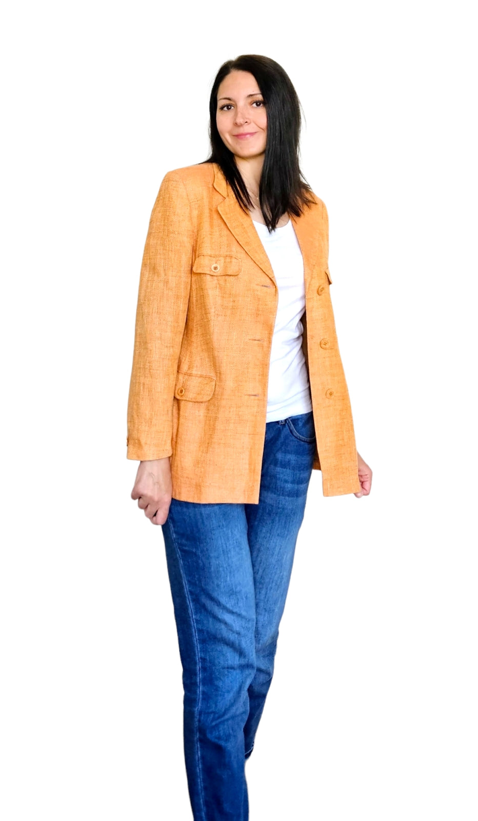 Vintage Madeleine 100% Linen Blazer / Jacket Orange