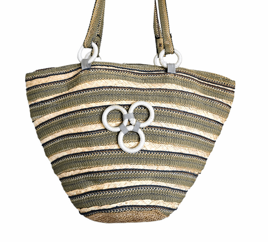 Half Straw Beach Shopper / Tote Bag