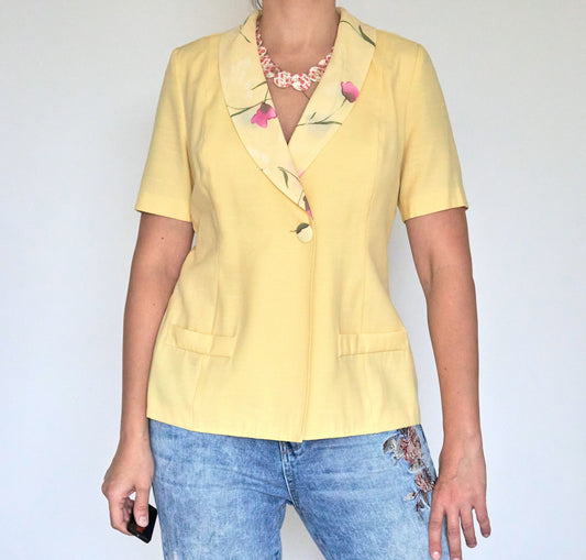 Vintage Short-Sleeved Yellow Blazer